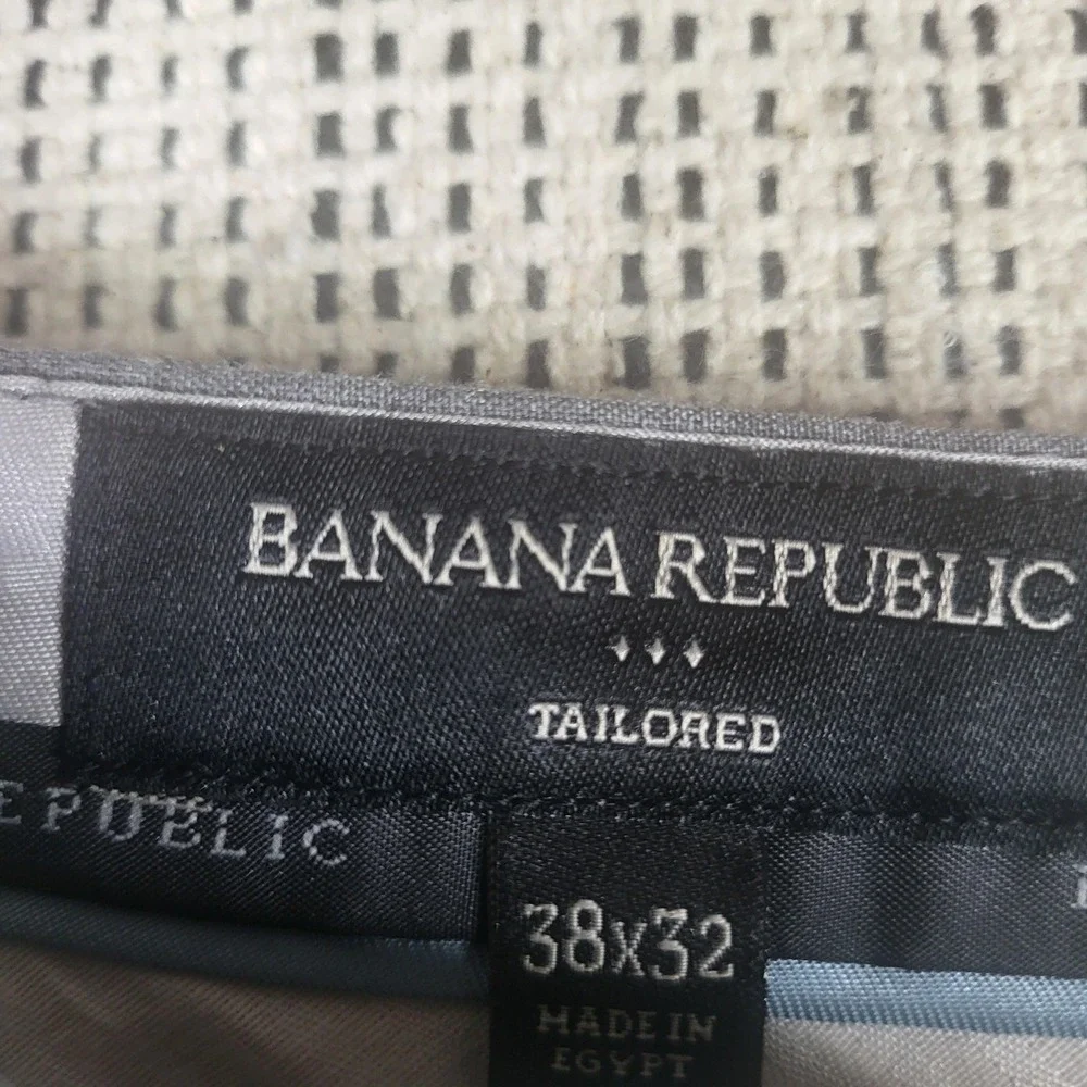 Banana Republic Pants Mens 38x32 Gray Tailored Dress Slacks‎ Flat Front Classic
